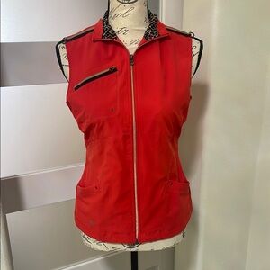 Tail Orange and Black Vest with Sleeveless Design and Stand-Up Collar